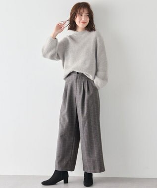 ANY 【洗濯機可/ウエストゴム】ウーリッシュ２タックワイドパンツ グレンチェック