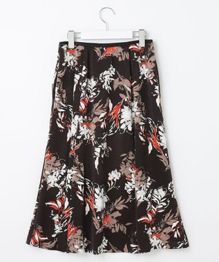 自由区 【洗える】ブラッシュドフラワープリント フレアスカート ダークブラウン系5
