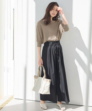 ANY 【新色追加/ウエストゴム】清涼リラックスハイウエストパンツ ブラック