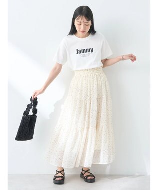 earth music&ecology フロッキードットシアーティアードスカート Ivory