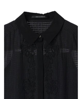 YECCA VECCA コード刺繍シアーブラウス Black