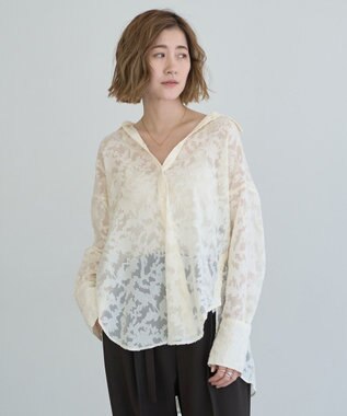 YECCA VECCA 3wayシアージャガードシャツ Ivory