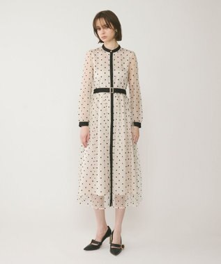 GRACE CONTINENTAL ビーズ刺繍ドットドレス キナリ