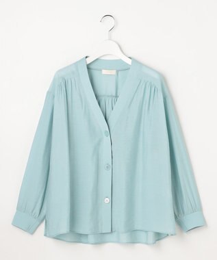 ANY SIS シアーギャザー カーディガン アイスブルー