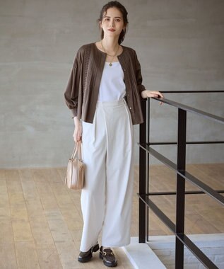 23区 【SLOW/一部店舗限定】ソフトコーデュロイ ワイドパンツ アイボリー系