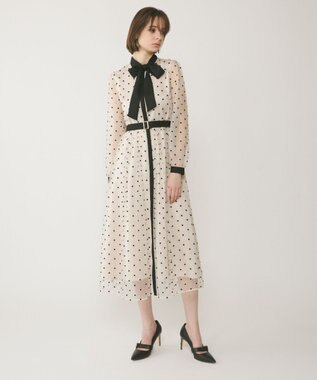 GRACE CONTINENTAL ビーズ刺繍ドットドレス キナリ