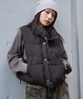 WEGO 【25年秋冬新作】ショートパファーベスト ブラック