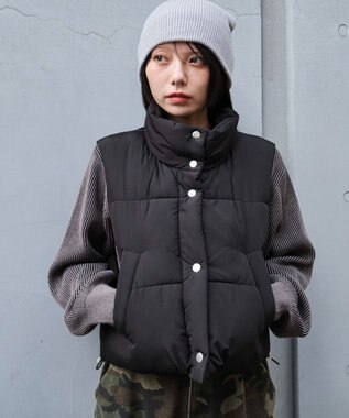 WEGO 【25年秋冬新作】ショートパファーベスト ブラック