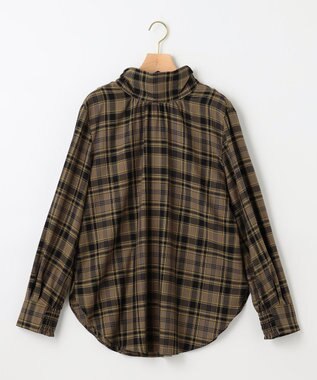 組曲 シアーツイルチェック ハイネックブラウス ダークブラウン系3