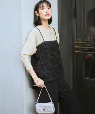 23区 ネオコンフォートストレッチ ドルマン ニット アイボリー系