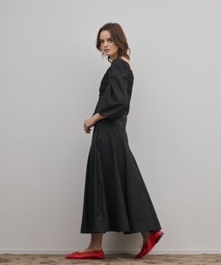 GRACE CONTINENTAL ラメドットタフタジャガードスカート ブラック