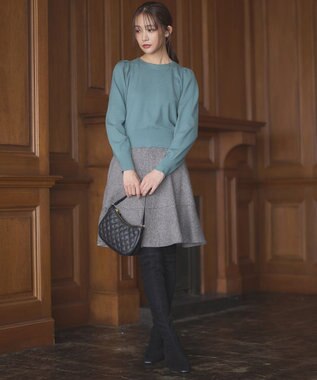 組曲 ネコアシツイードセミフレア スカート グレー系