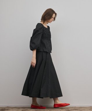 GRACE CONTINENTAL ラメドットタフタジャガードスカート ブラック