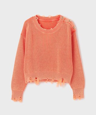 GRACE CONTINENTAL ピグメントニットトップ オレンジ