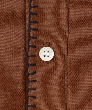 J.PRESS MEN 【WEB・一部店舗限定】Blancket Stitch Knit Polo ダークブラウン系