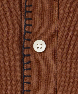 J.PRESS MEN 【WEB・一部店舗限定】Blanket Stitch Knit Polo ダークブラウン系