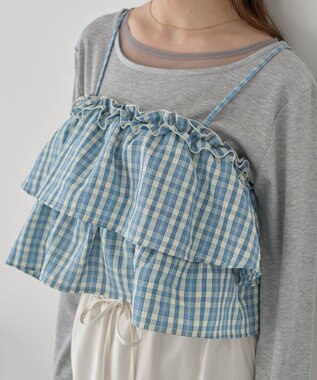 earth music&ecology 【予約】アソートチェックティアードビスチェ チェックサックス