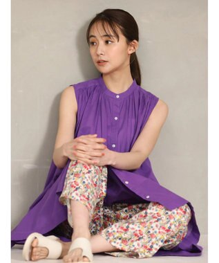 Green Parks インド綿 ノースリーブワンピース Purple