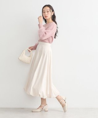 earth music&ecology マジョリカプリーツチュールニットプルオーバー Pink Beige