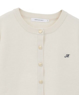 AMERICAN HOLIC ワンポイントロゴクルーカーディガン Ivory