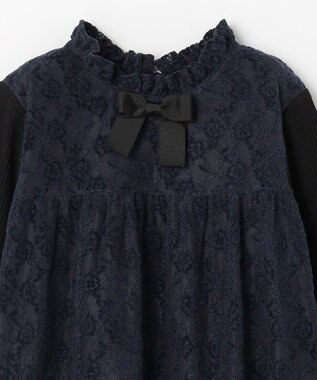 組曲 KIDS 【150-160㎝】スノウレースワンピース ネイビー