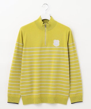 23区GOLF 【MEN】【手洗い可】コットンブレンド ハーフジップ ニット 黄緑系