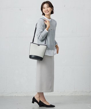 J.PRESS LADIES 【洗える】Reeves  Shine クルーネック ニット サックスブルー系