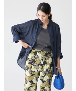 AMERICAN HOLIC 接触冷感５分袖変形ドルマンシアーシャツ Navy