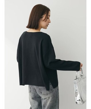 Green Parks 洗える　ボートネックニットプルオーバー Black