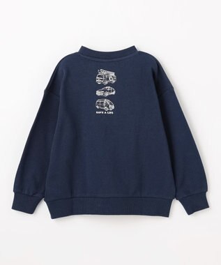 ANY KIDS 車プリント 裏毛トレーナー ネイビー