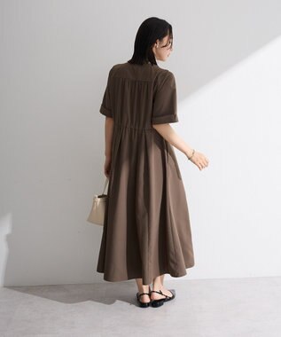 Green Parks サマ見えタックギャザーワンピース Brown