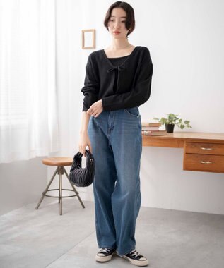 WEGO アンサンブルリボンカーデ ブラック