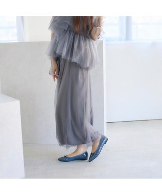 MODE ET JACOMO <carino>【レイン対応】中敷きデザインバレエシューズ ブルーエナメル