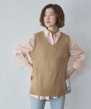 WEGO 【2026春夏】ベーシックニットベスト ベージュ