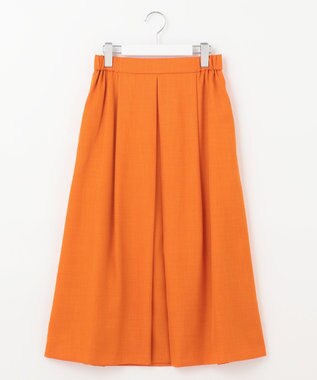 自由区 【接触冷感・速乾・UVカット・撥水・防シワ】リネンライクツイル タックスカート オレンジ系