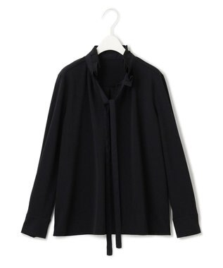 ICB 【洗える】マラボーテジョーゼット デザインカットソー ブラック系