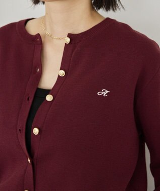 AMERICAN HOLIC ワンポイントロゴクルーカーディガン Bordeaux