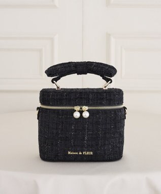 Maison de FLEUR ツイードキューブショルダーバッグ Black