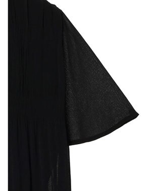 earth music&ecology マジョリカプリーツ半袖ブラウス Black