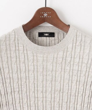 JOSEPH ABBOUD 【キングサイズ・オリジナルオーガニックコットン使用/サスティナブル】JOE COTTONケーブル クルーネックセーター ベージュ系