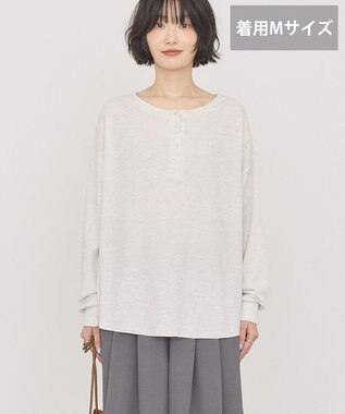 AMERICAN HOLIC 【選べる丈】ヘンリーネックワッフルメロープルオーバー Oatmeal