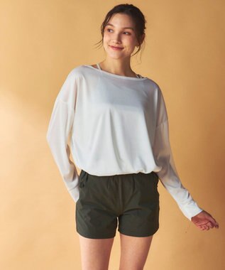 OP／FILA 【Ocean Pacific】ドロスコード付き長袖ラッシュガード　上下2点セット ホワイト