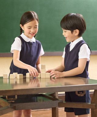 MIKI HOUSE HOT BISCUITS 【90-140cm】綿ニットクルーネックベスト(女の子用) 紺