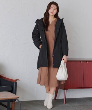 Tiaclasse 【洗える】ピーチスキンAラインワンピース キャメル