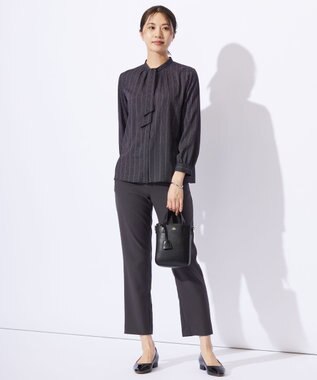 J.PRESS LADIES L 【セットアップ対応・洗える】RELAXIONツイル テーパード パンツ スレート系