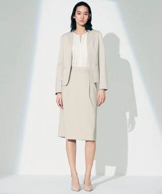 23区 S 【洗える】 バックサテンアムンゼン キーネック ブラウス ホワイト系