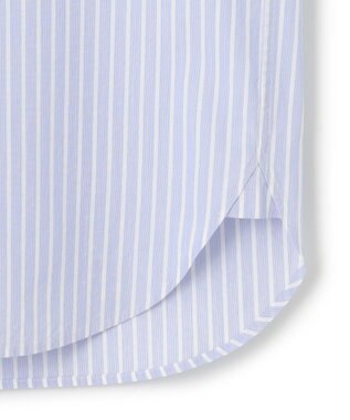 23区 L 【洗える】CANCLINI バンドカラー シャツ サックスブルーストライプ