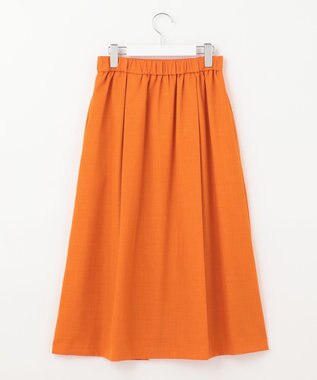 自由区 【接触冷感・速乾・UVカット・撥水・防シワ】リネンライクツイル タックスカート オレンジ系