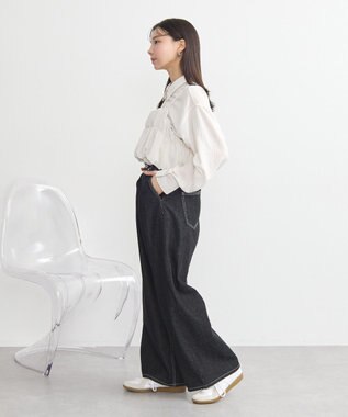 earth music&ecology ＳＥＴ２点起毛ストライプシャツ＋バルーンビスチェ Off White