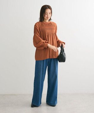 Green Parks マジョリカプリーツブラウス Brick Red